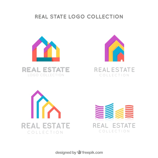 Colourful set of real estate logos