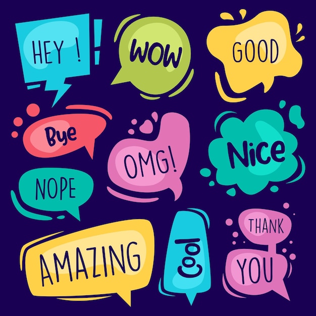 Vector colourful speech bubbles with different expression