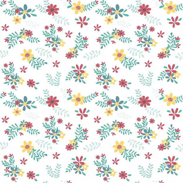 Colourful spring flower pattern seamless