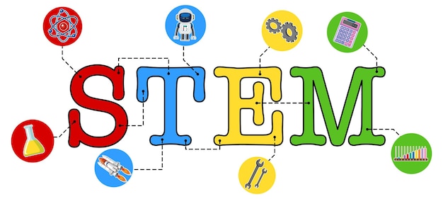 Colourful STEM education text icon