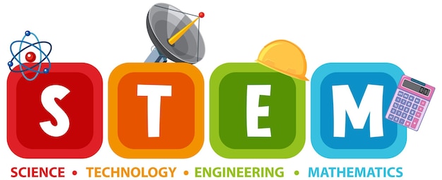 Colourful stem education text icon