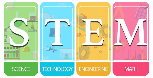 Значок текста красочные STEM образования