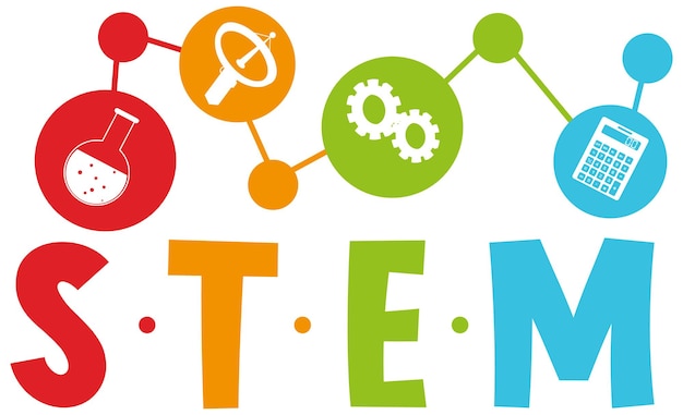 Vector colourful stem education text icon