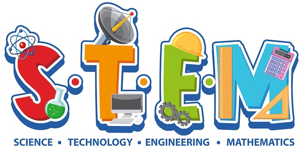 Vector colourful stem education text icon