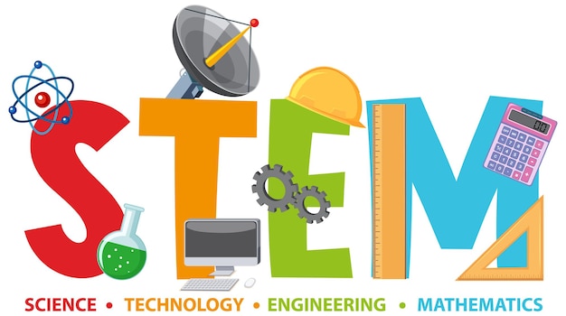 Vector colourful stem education text icon