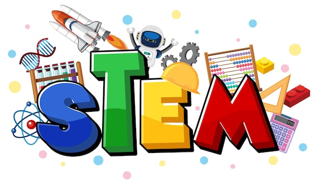 Vector colourful stem education text icon