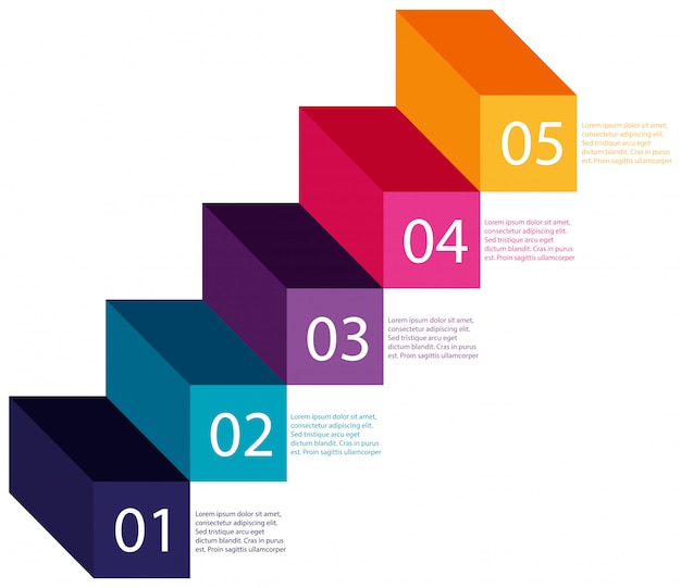 Vector a colourful step information graph