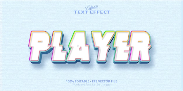 Colourful style editable text effect player text