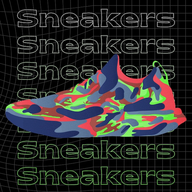 Vector colourful style pop art sneakers design trends modern