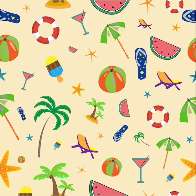 Colourful summer seamless pattern. 