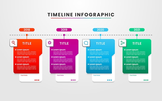 Colourful timeline infographic modern shape information