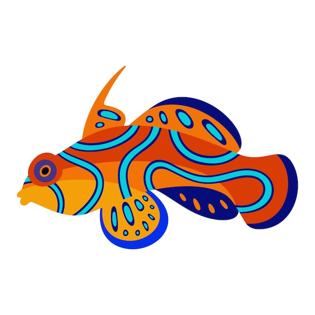 Красочные тропические рыбы Аквариумные рыбы Плоский стиль векторной иллюстрации