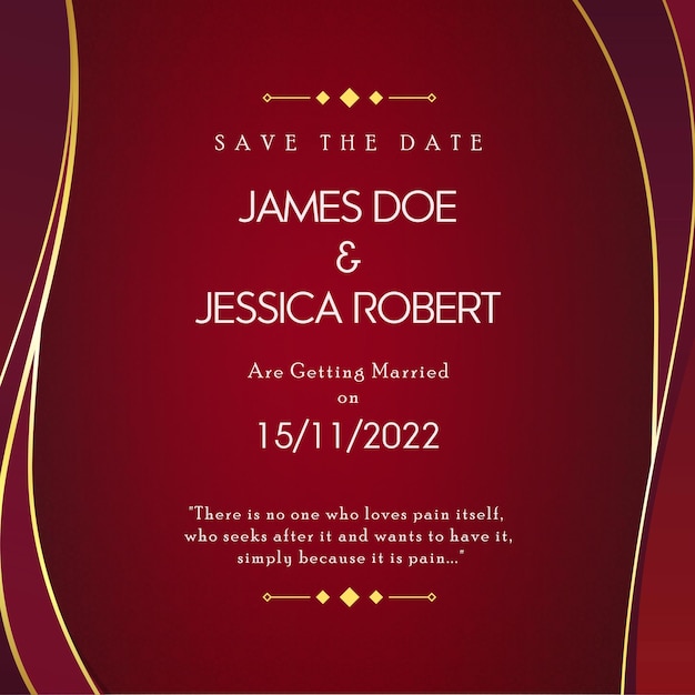 Vector colourful wedding invitation maroon golden background multipurpose card