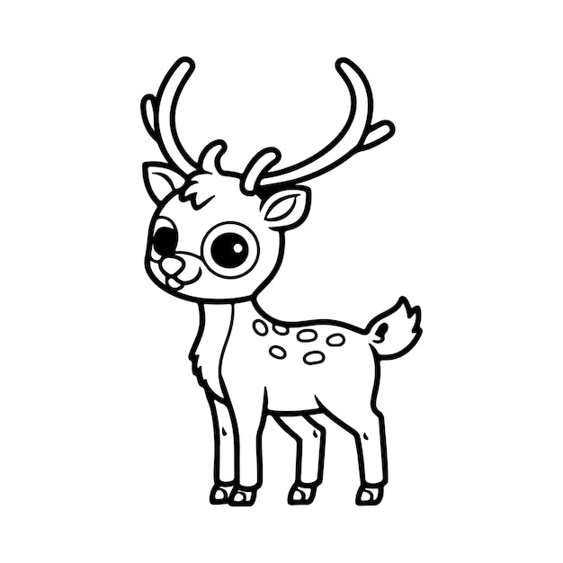 Colouring page outline of cute deer