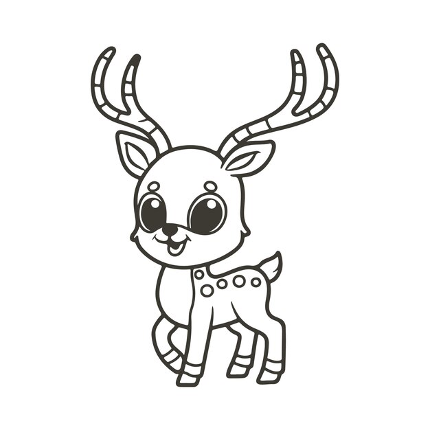 Colouring page outline of cute deer