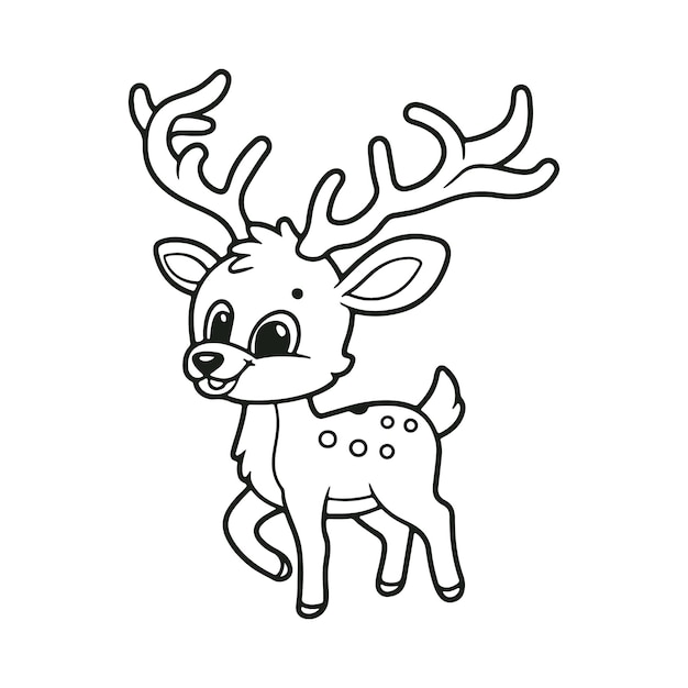 Colouring page outline of cute deer