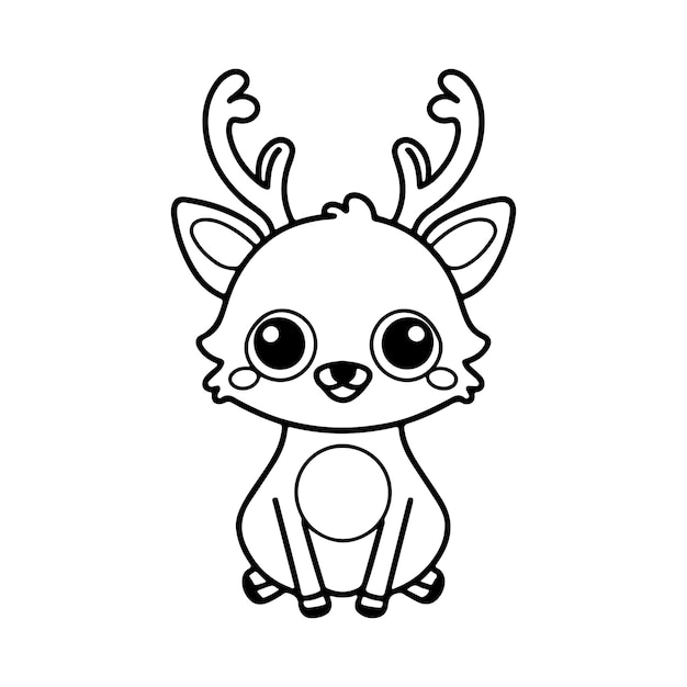 Colouring page outline of cute deer