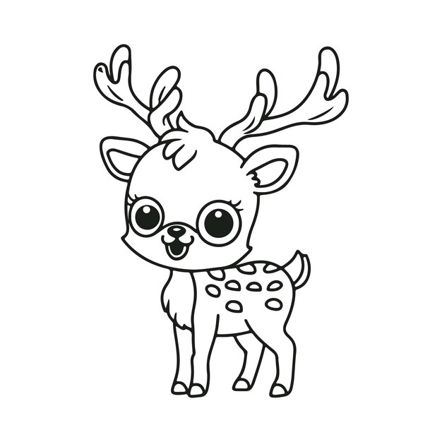 Colouring page outline of cute deer