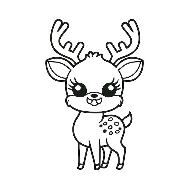 Colouring page outline of cute deer