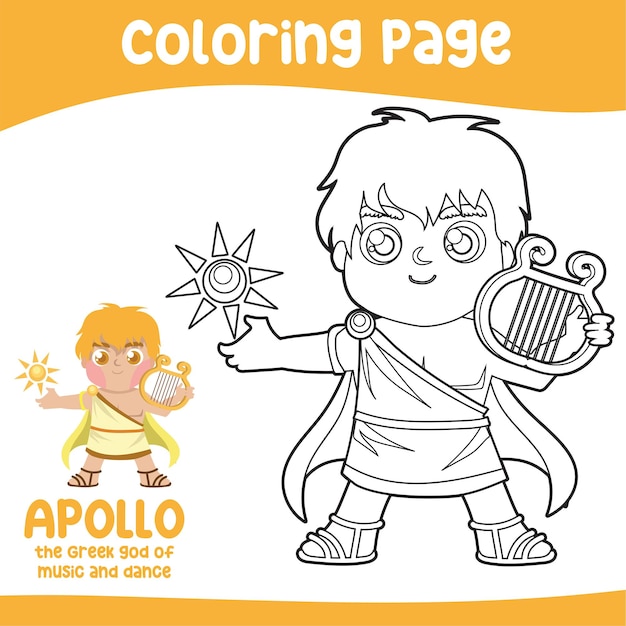 Vector colouring worksheet ancient greece mythology greek deity theme elements coloring page activity