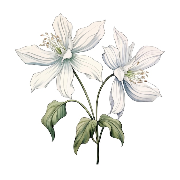 Columbine flower vector clipart white background