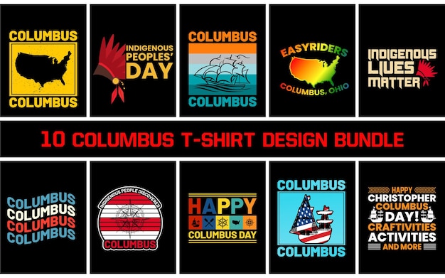 Columbus day bundle t shirt design vector bundle t shirt design