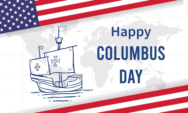 Columbus day greeting card or background vector illustration