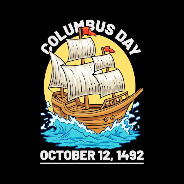 Disegno della maglietta del columbus day