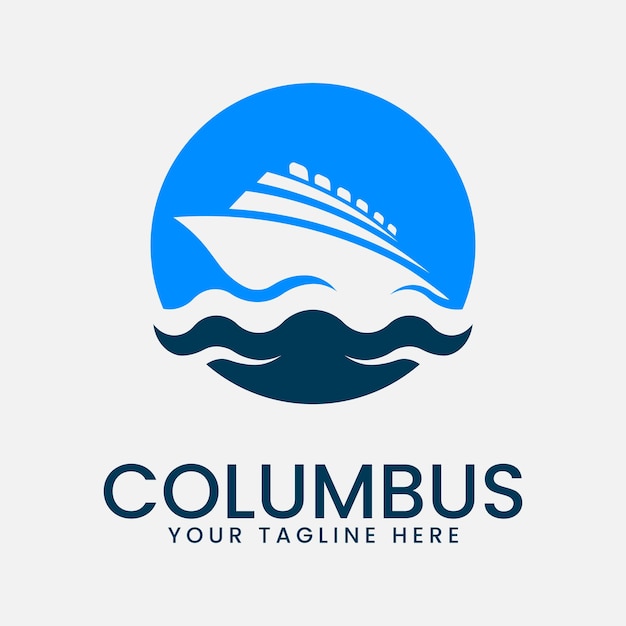 Vector columbus logo icon template design boat sea and cloud vector illustration