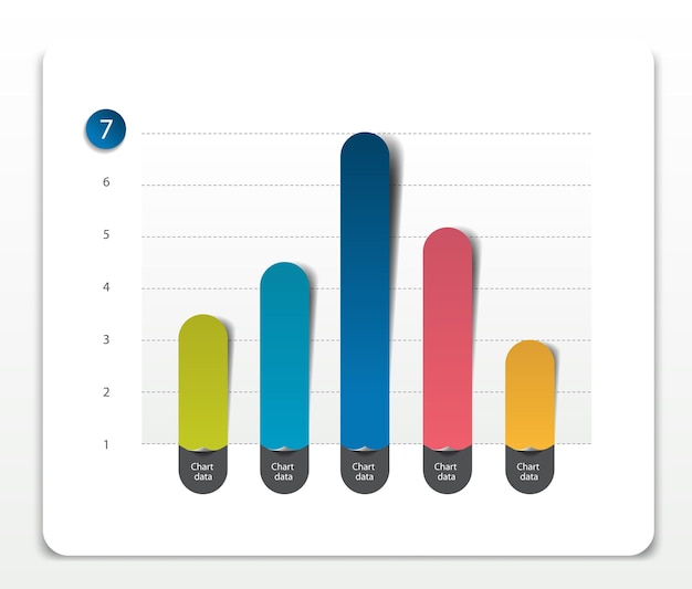 Column chart graph pointing on the first position comparing with the others.  infographics elements