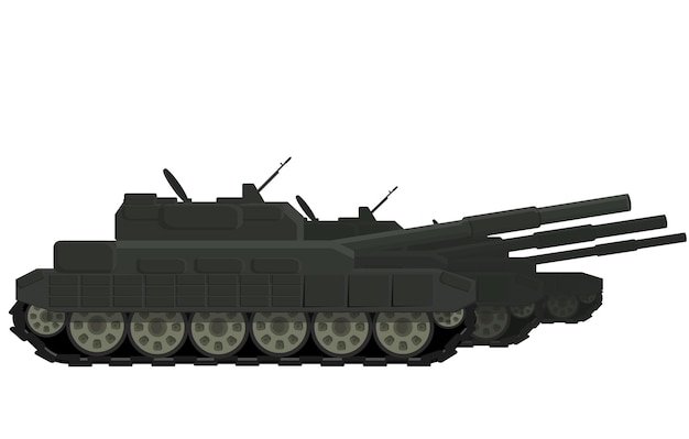 戦争紛争の大型戦車イラストの列