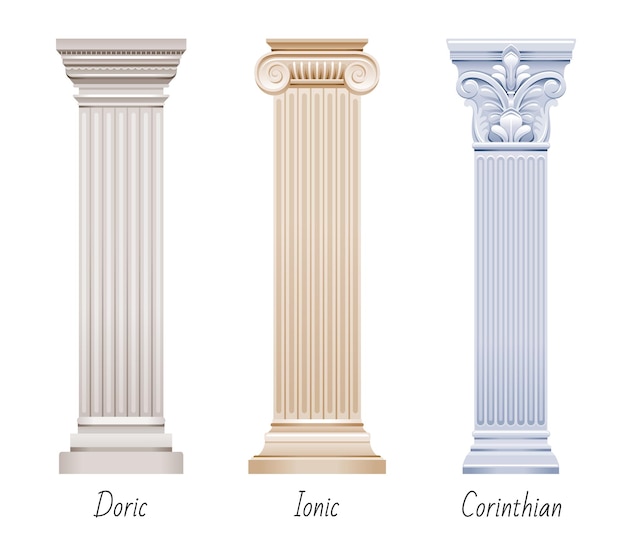 Column pillar   set. Greek or Roman old architecture.