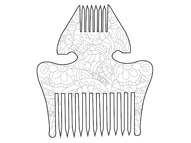 Вектор Расческа для волос книжка-раскраска для взрослых антистрессовые раскраски ручной рисунок вектор изолирован