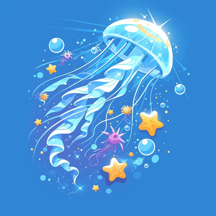 Vector comb jelly drifting with the current
