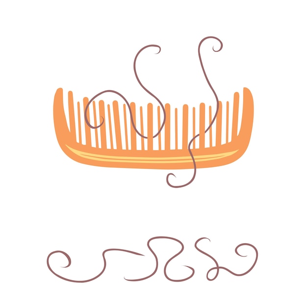 Comb with loose hair hair loss Hand drawn illustration