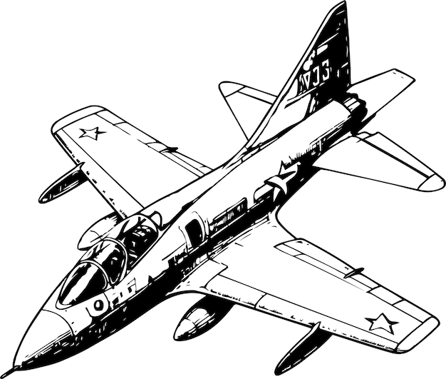 Combat Aircraft vintage hand drawing