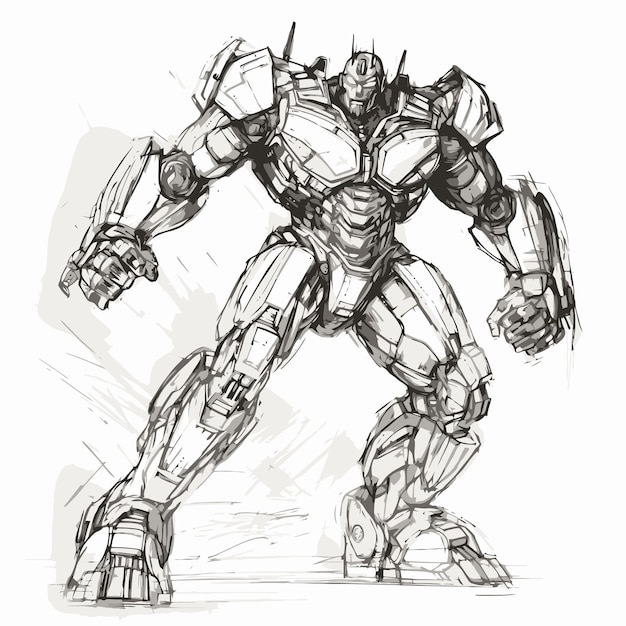 Vector combat robot sketch