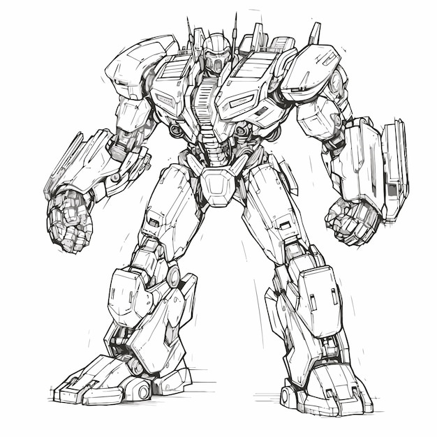 Vector combat robot sketch