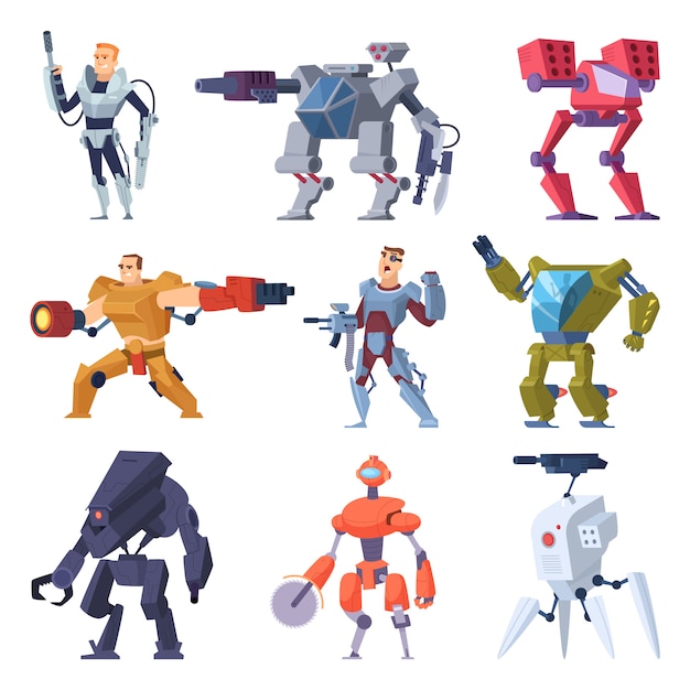 Vector combat robots. armor transformers android protective electronic soldier future weapon