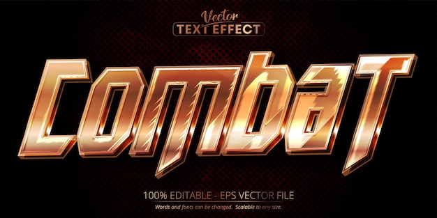 Combat text shiny golden color editable text effect on dark red textured background