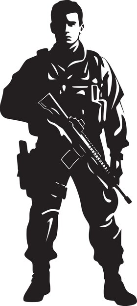 Combatant Vigor Vector Armyman Emblem Heroic Resolve Black Armed Soldier Logo Design