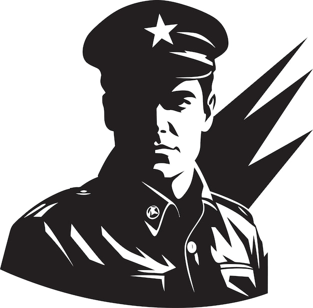Combatant Vigor Vector Armyman Emblem Heroic Resolve Zwarte Gewapende Soldaat Logo Design
