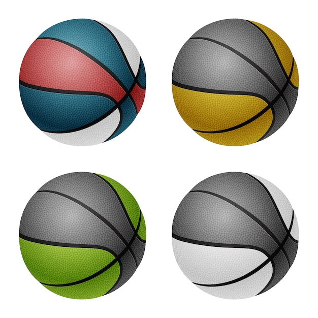 Combinated color Basketball balls. Isolated on white background