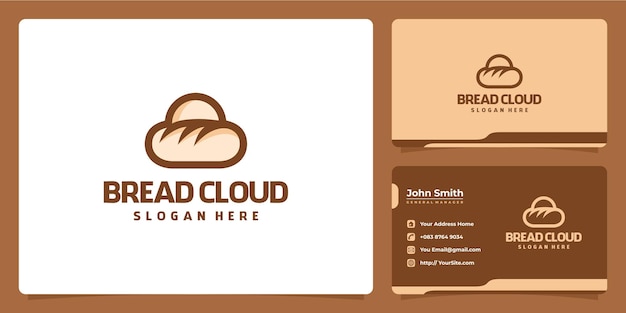 Combinatie van brood en cloud-logo en sjabloon voor visitekaartjes
