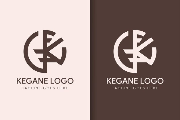 combinatie van de letters k a e g en n omtrek cirkelvorm kegane logo ontwerp sjabloon