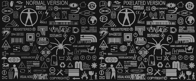 Vector combinatie van op maat gemaakte en universele symbolen in retrostijl, collectie logo's en labelborden