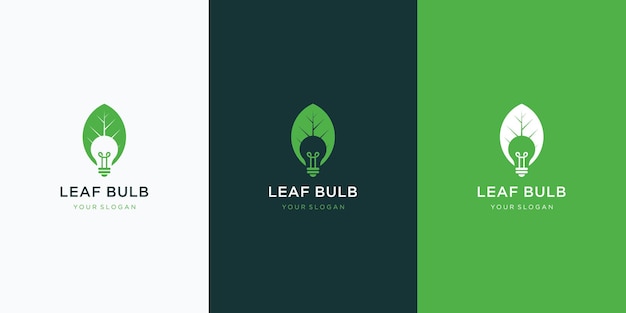 Combination of bulb and leaf logo design