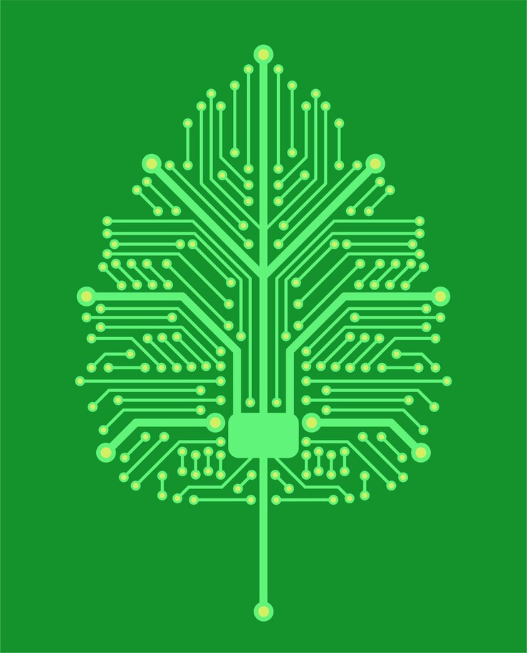 Vector combination concept - green tree and chip, vector illustration