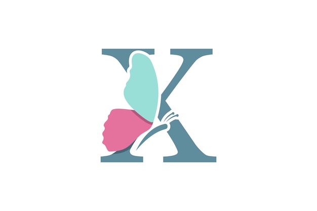 combination of an elegant butterfly design with the letter x