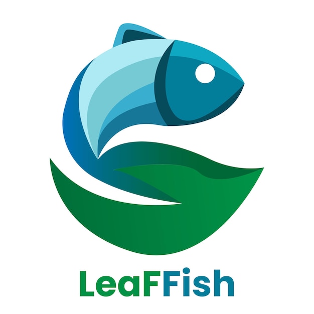 The combination of fish and leaf icons makes an elegant logo